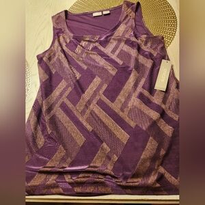 Chico's Purple and Gold Patterned Tank Top NWT Size 4/6